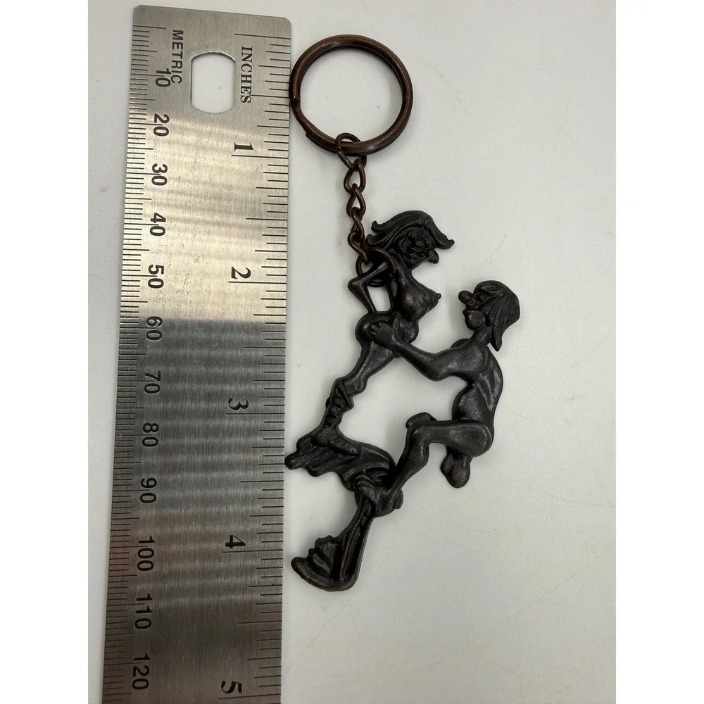 Vintage Mechanical Adult Novelty Keychain Movable Risqué Articulated Metal NSFW